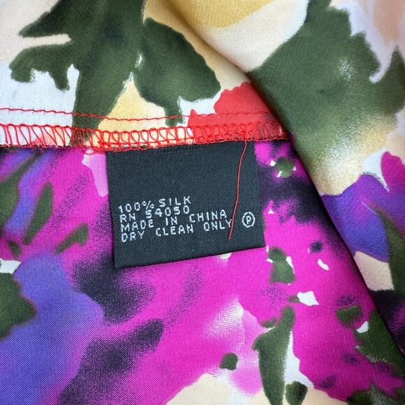 ANNE KLEIN Women Silk Gathered Front Blouse Size 8P Watercolor V-Neck Suit Layer - Picture 6 of 9